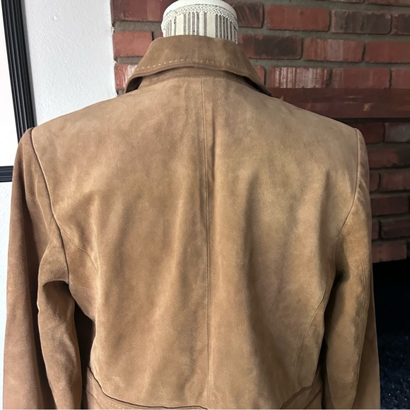 VTG Ann Taylor Y2K Suede Button Down Jacket in Tan Sz M - Picture 7 of 10